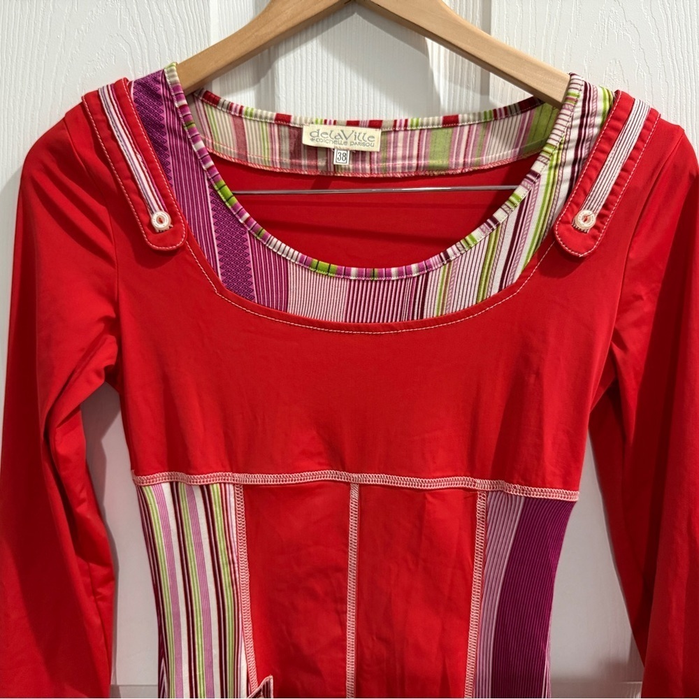 Stylish Red Long Sleeve Dress Mod retro vintage - Picture 4 of 4